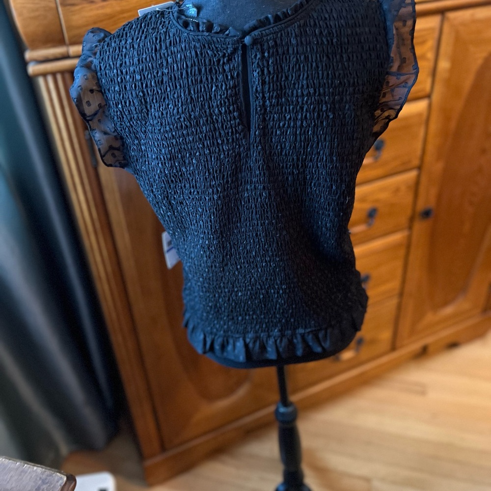 Laundry By Shelli Segal Black Textured Blouse XL NWT - Picture 2 of 4